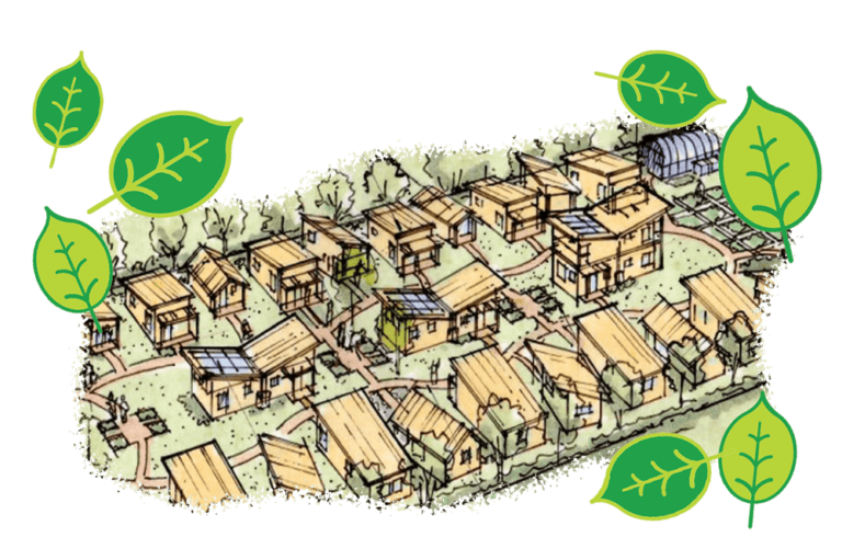 Drawing of sustainable affordable housing